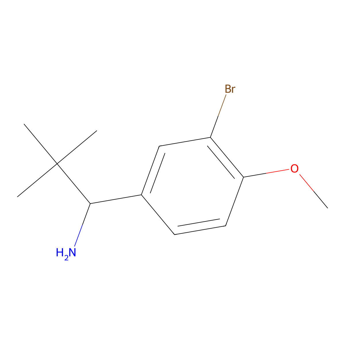 (R)-1-(3-Bromo-4-methoxyphenyl)-2,2-dimethylpropan-1-amine molecular structure, CAS 1388130-10-6