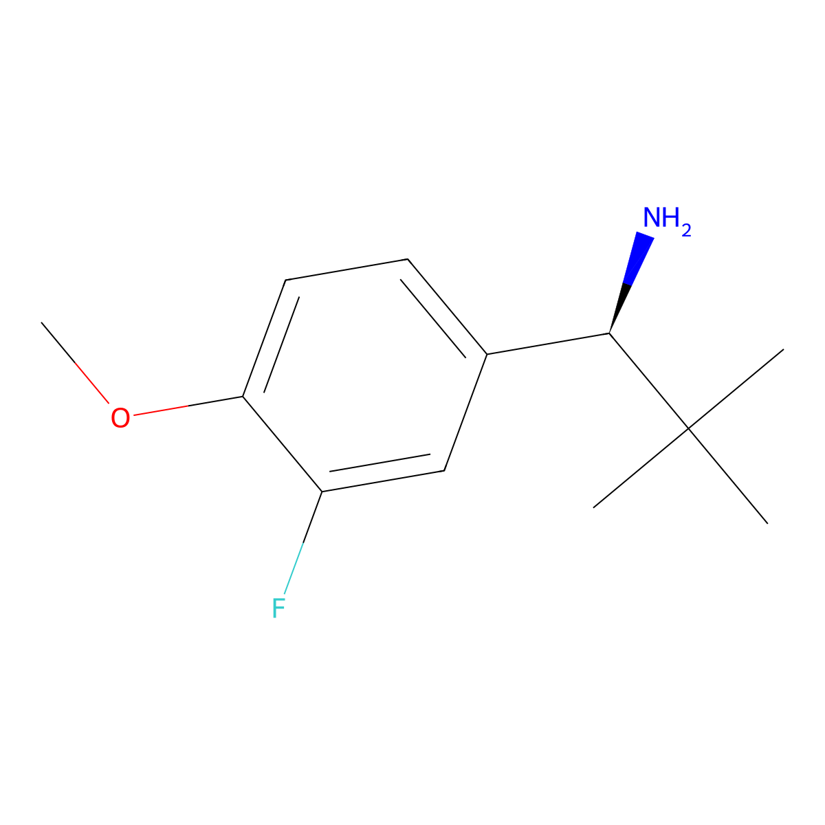 (S)-1-(3-Fluoro-4-methoxyphenyl)-2,2-dimethylpropan-1-amine molecular structure, CAS 1388131-95-0