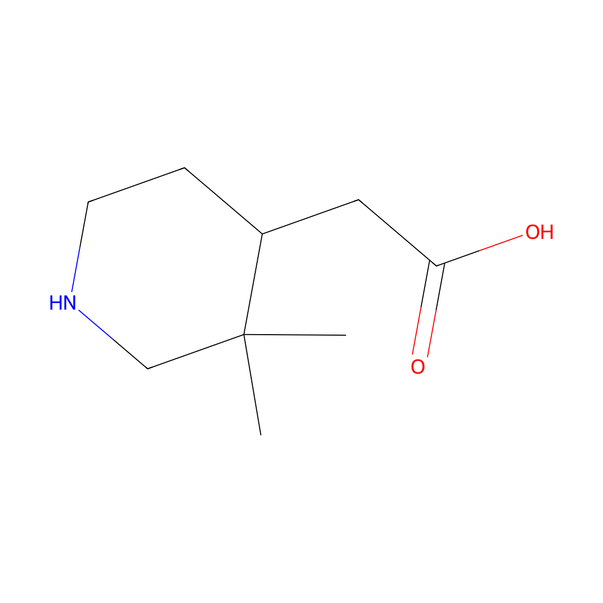 2-(3,3-Dimethylpiperidin-4-yl)acetic acid molecular structure, CAS 1388144-58-8