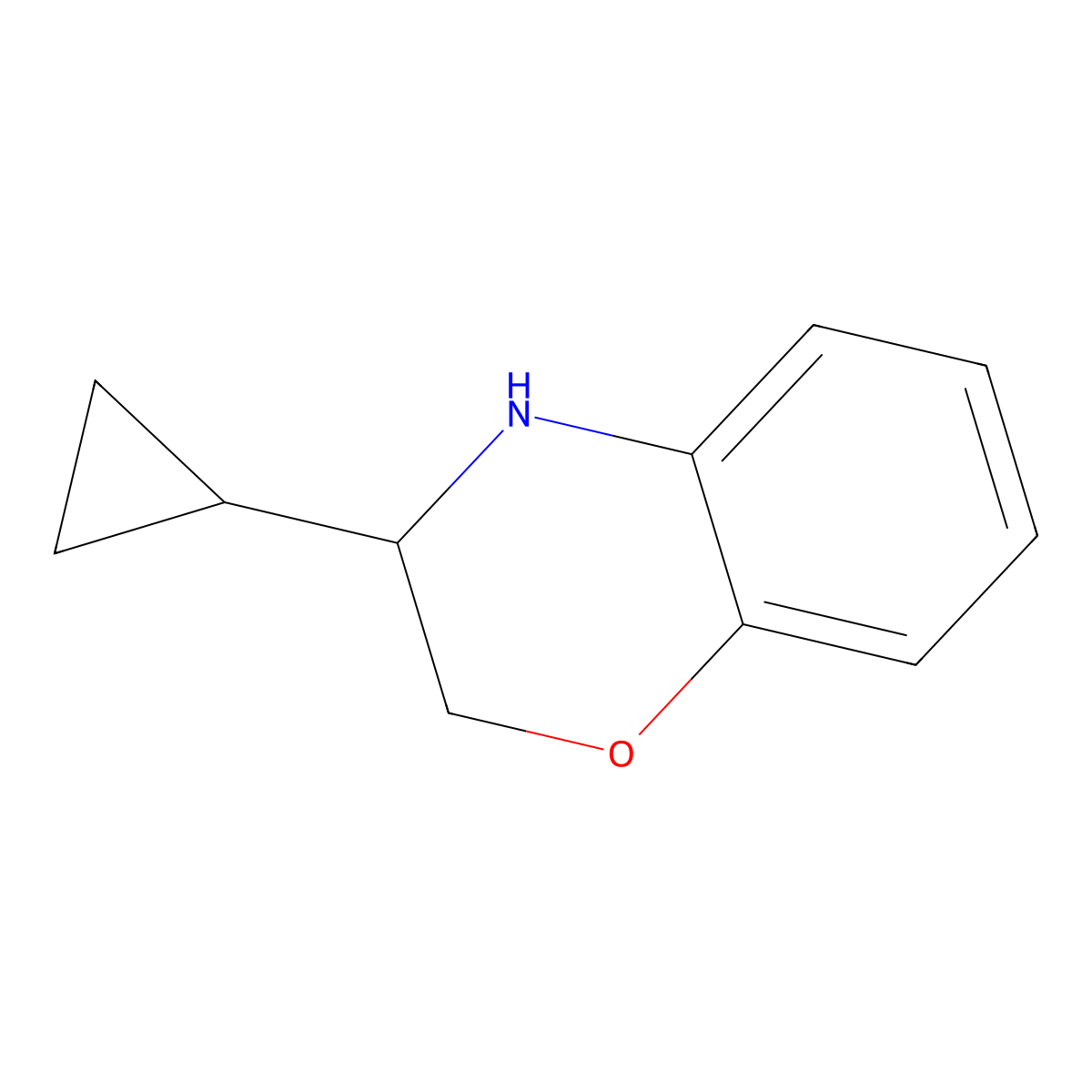 3-cyclopropyl-3,4-dihydro-2H-1,4-benzoxazine molecular structure, CAS 1388154-46-8