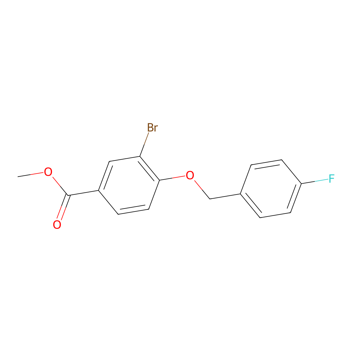 Methyl 3-bromo-4-[(4-fluorobenzyl)oxy]benzoate molecular structure, CAS 1388179-81-4