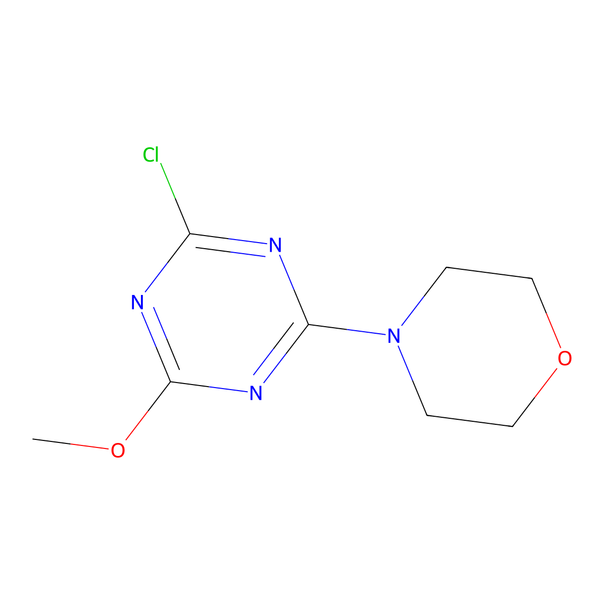 2-Chloro-4-methoxy-6-(morpholin-4-yl)-1,3,5-triazine molecular structure, CAS 13882-73-0