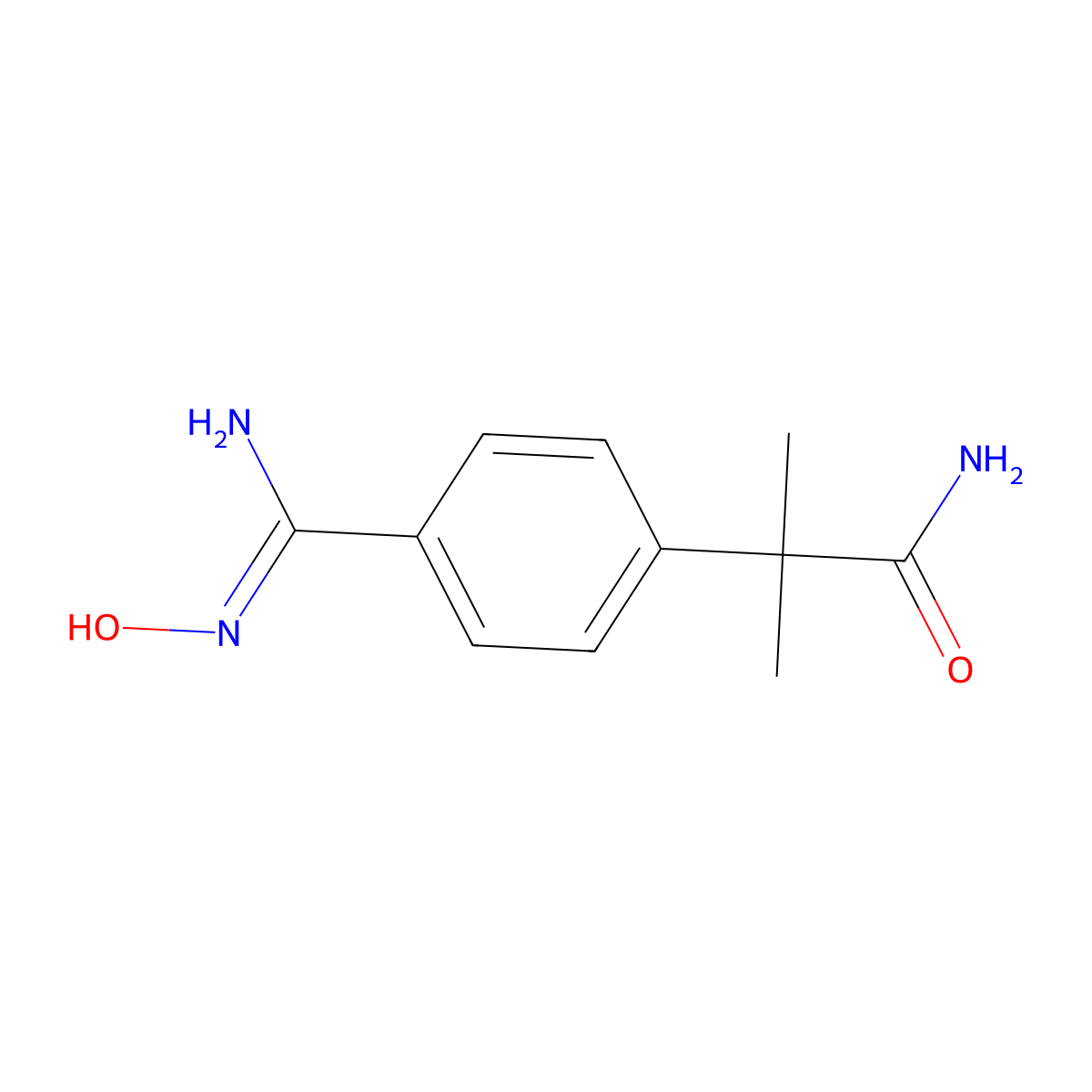 2-(4-(N-Hydroxycarbamimidoyl)phenyl)-2-methylpropanamide molecular structure, CAS 1388214-89-8