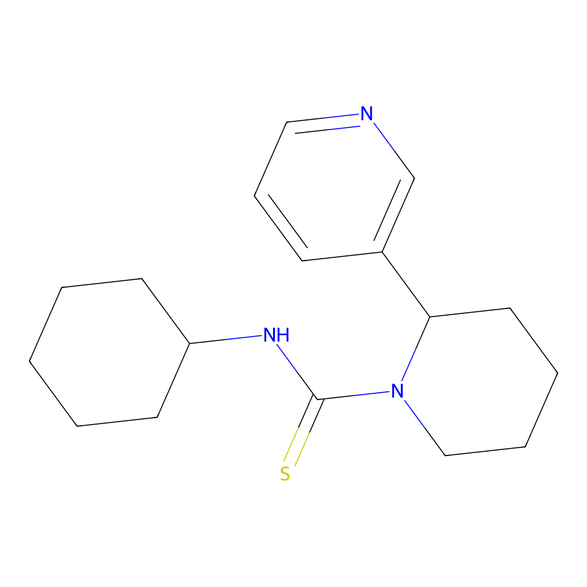 N-cyclohexyl-2-(pyridin-3-yl)piperidine-1-carbothioamide molecular structure, CAS 138828-85-0