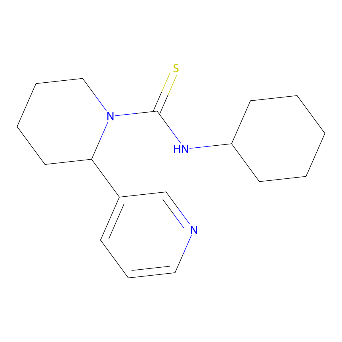 N-cyclohexyl-2-(pyridin-3-yl)piperidine-1-carbothioamide molecular structure, CAS 138828-85-0