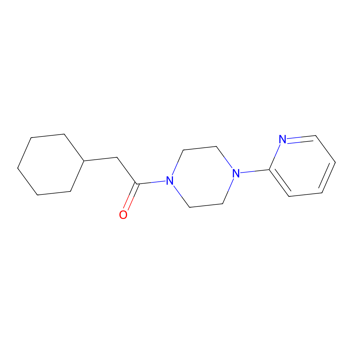2-Cyclohexyl-1-[4-(pyridin-2-yl)piperazin-1-yl]ethanone molecular structure, CAS 138828-87-2