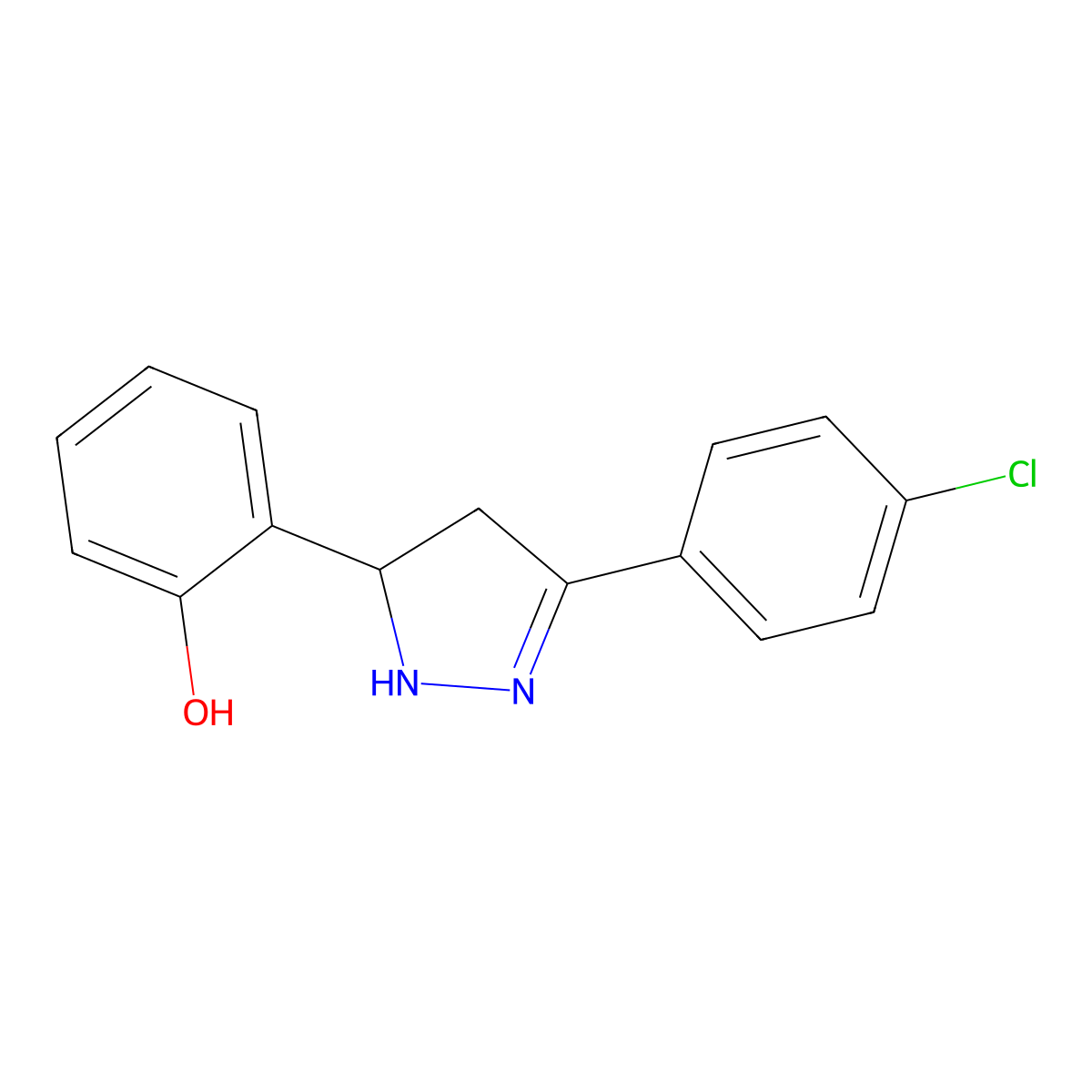 2-[3-(4-Chlorophenyl)-4,5-dihydro-1H-pyrazol-5-yl]phenol molecular structure, CAS 138840-91-2