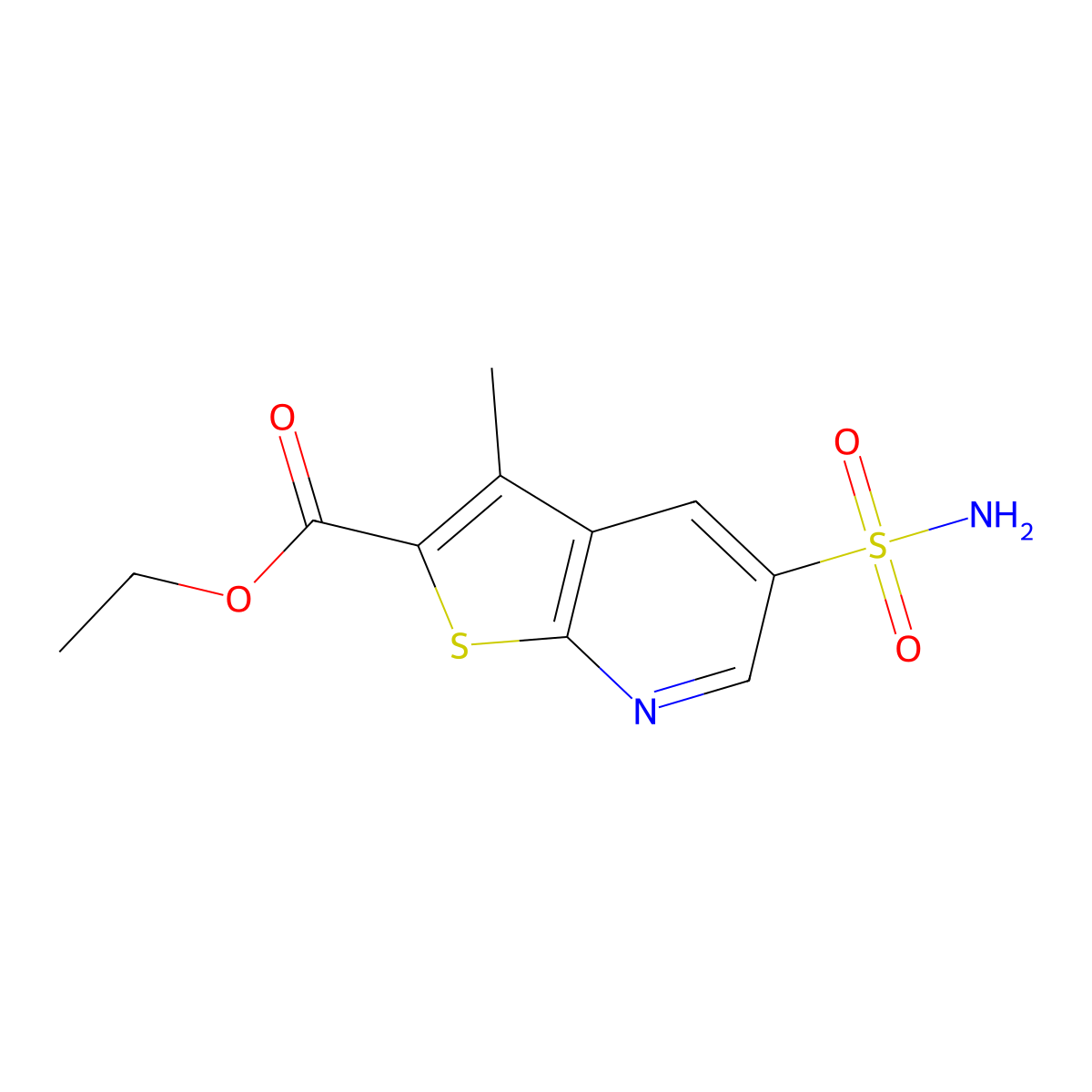 Ethyl 3-methyl-5-sulfamoylthieno[2,3-b]pyridine-2-carboxylate molecular structure, CAS 1388586-19-3