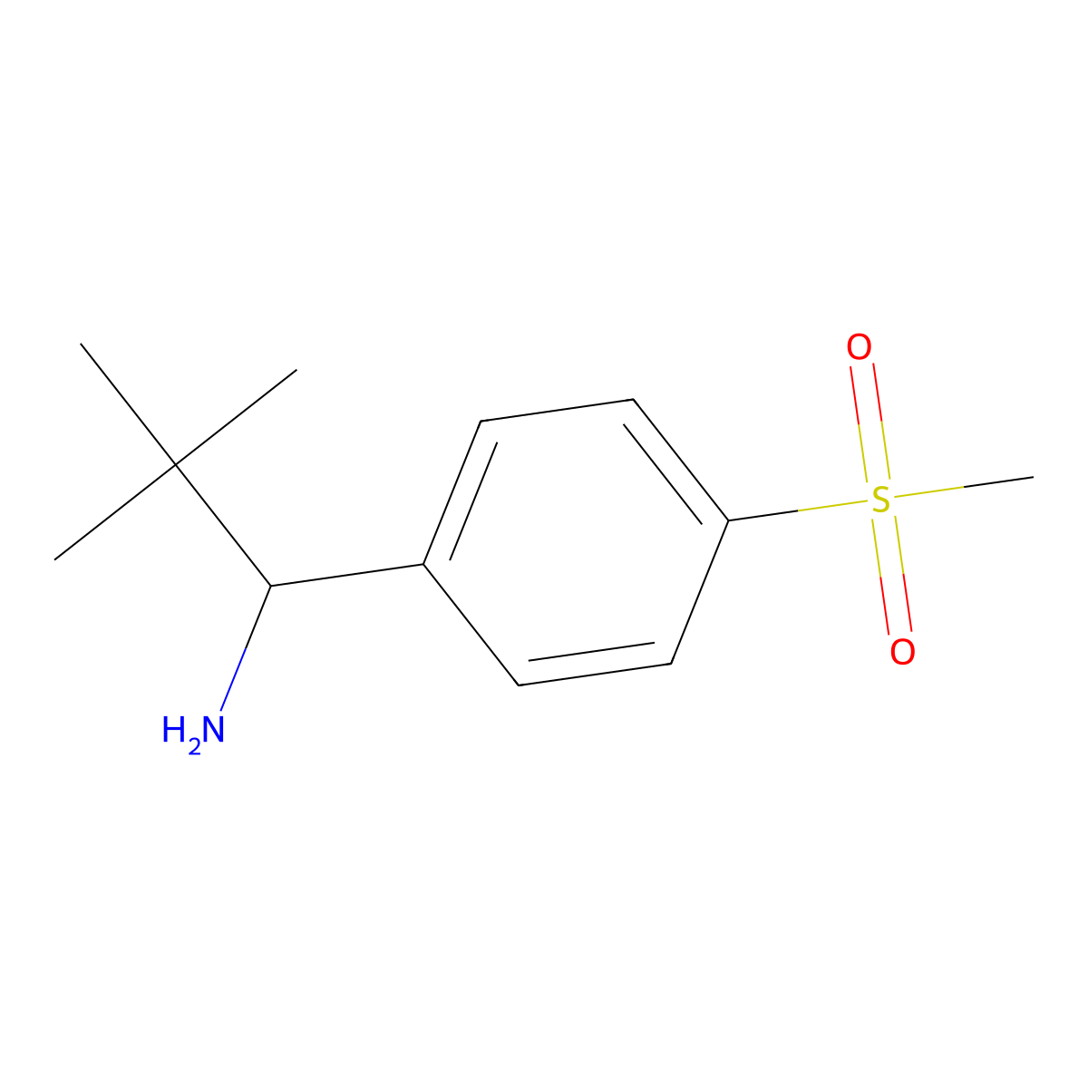 (R)-2,2-Dimethyl-1-(4-(methylsulfonyl)phenyl)propan-1-amine molecular structure, CAS 1388638-51-4