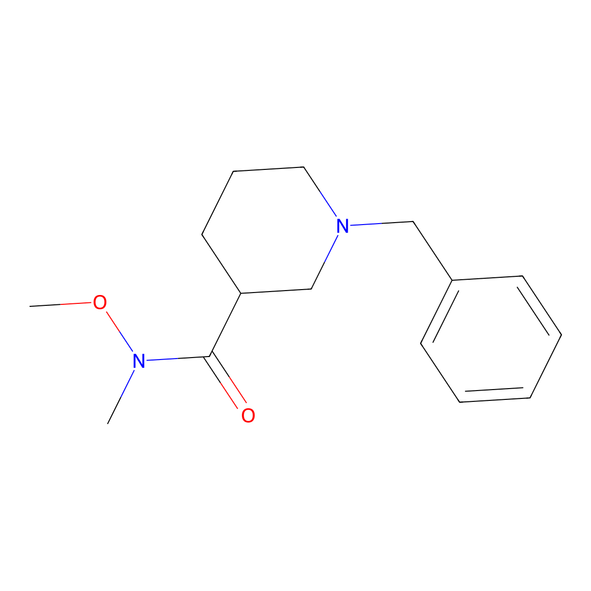 1-benzyl-N-methoxy-N-methylpiperidine-3-carboxamide molecular structure, CAS 1388681-28-4