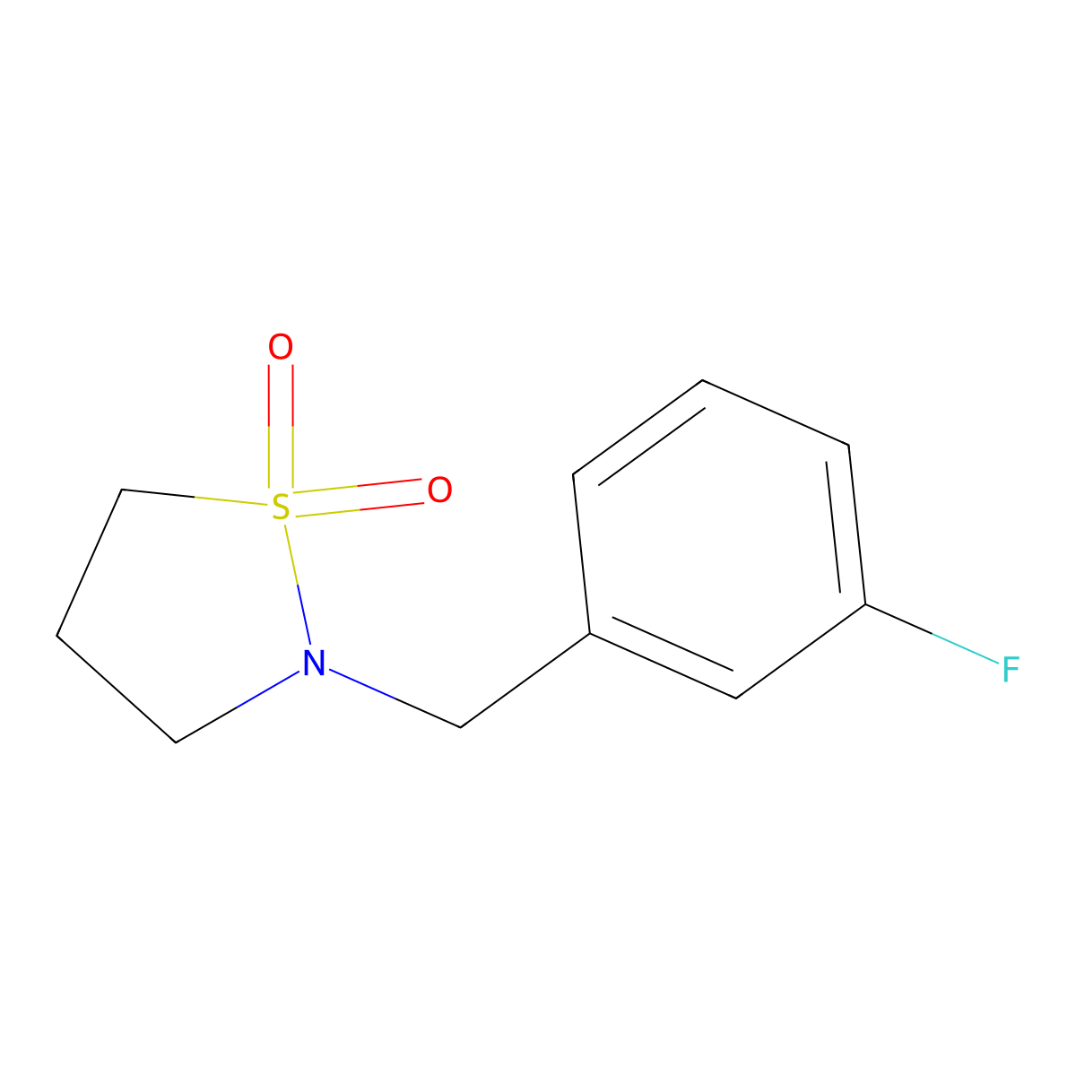 2-[(3-Fluorophenyl)methyl]-1lambda6,2-thiazolidine-1,1-dione molecular structure, CAS 1388691-56-2