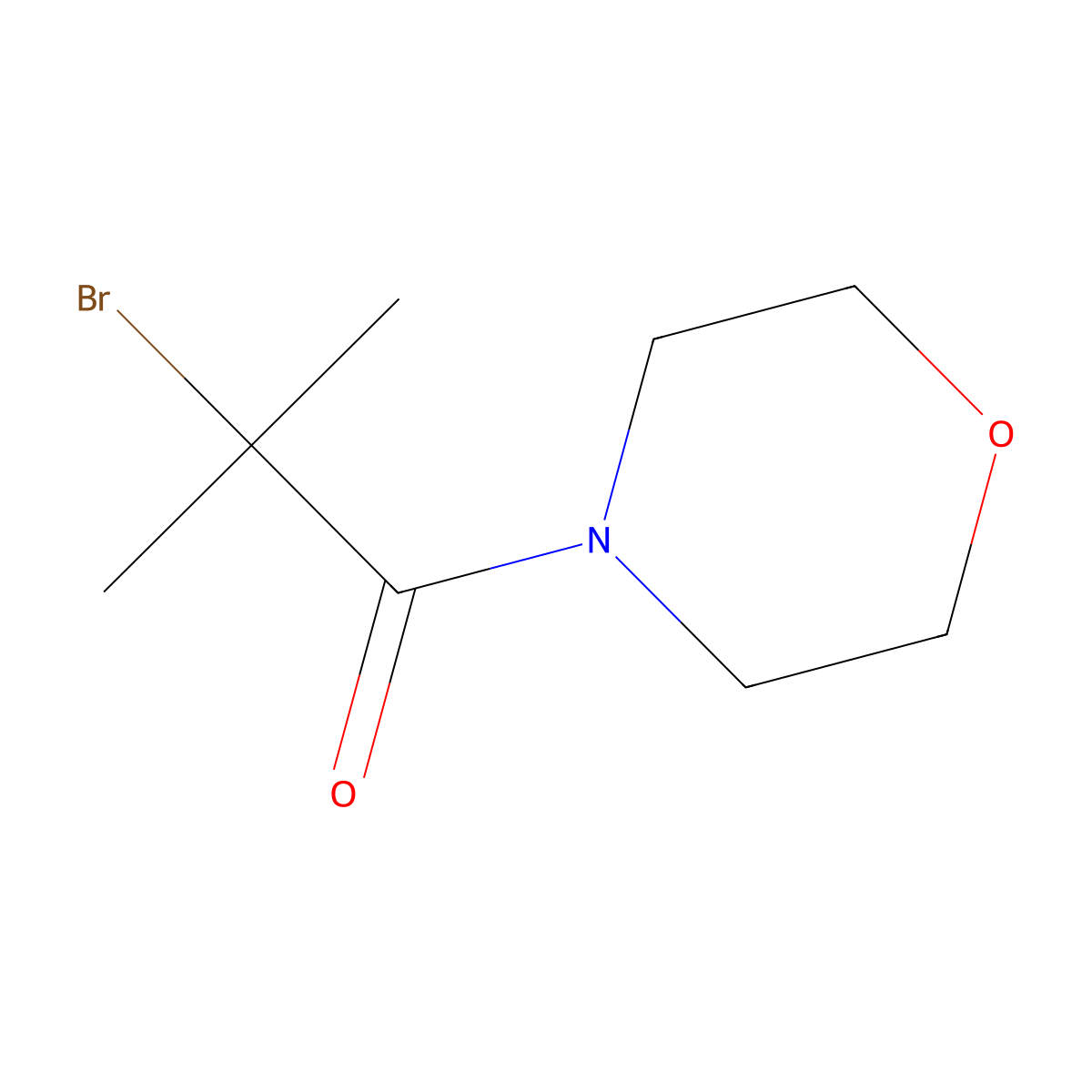 2-Bromo-2-methyl-1-morpholinopropan-1-one molecular structure, CAS 13887-51-9