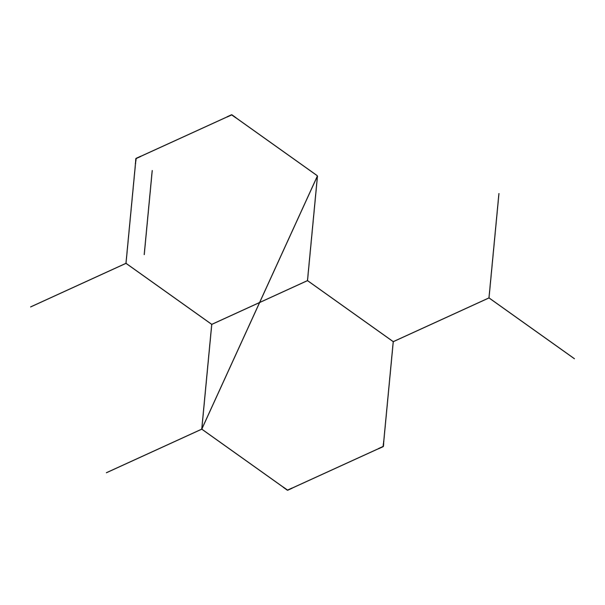 1,3-Dimethyl-8-(1-methylethyl)tricyclo(4.4.0.02,7)dec-3-ene molecular structure, CAS 138874-68-7