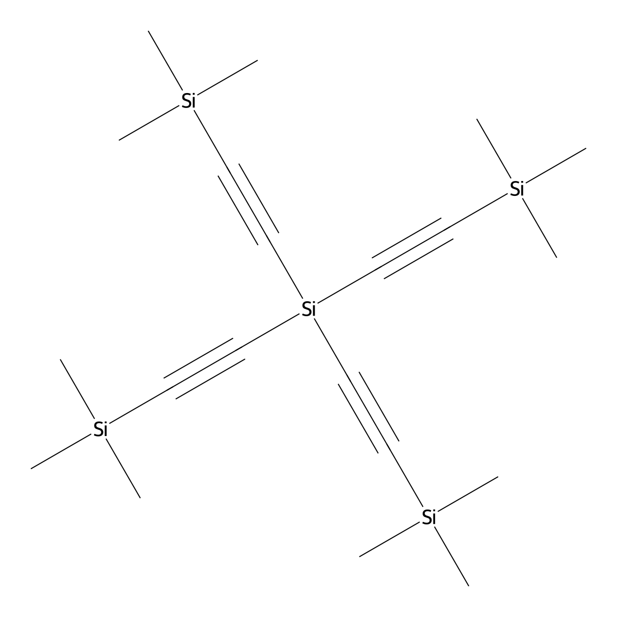 Tetrakis(trimethylsilylethynyl)silane molecular structure, CAS 13888-92-1