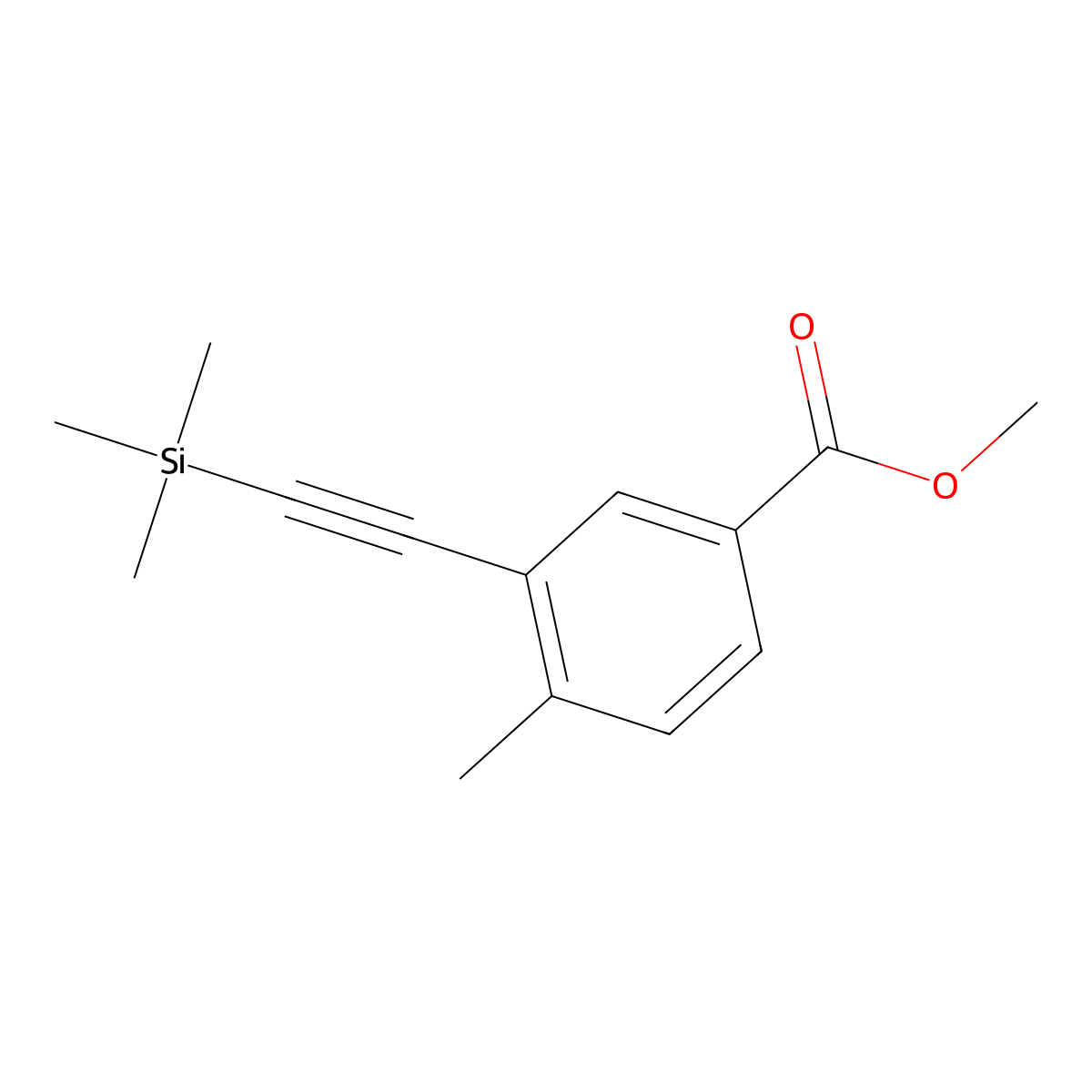 Methyl 4-methyl-3-((trimethylsilyl)ethynyl)benzoate molecular structure, CAS 1388805-29-5