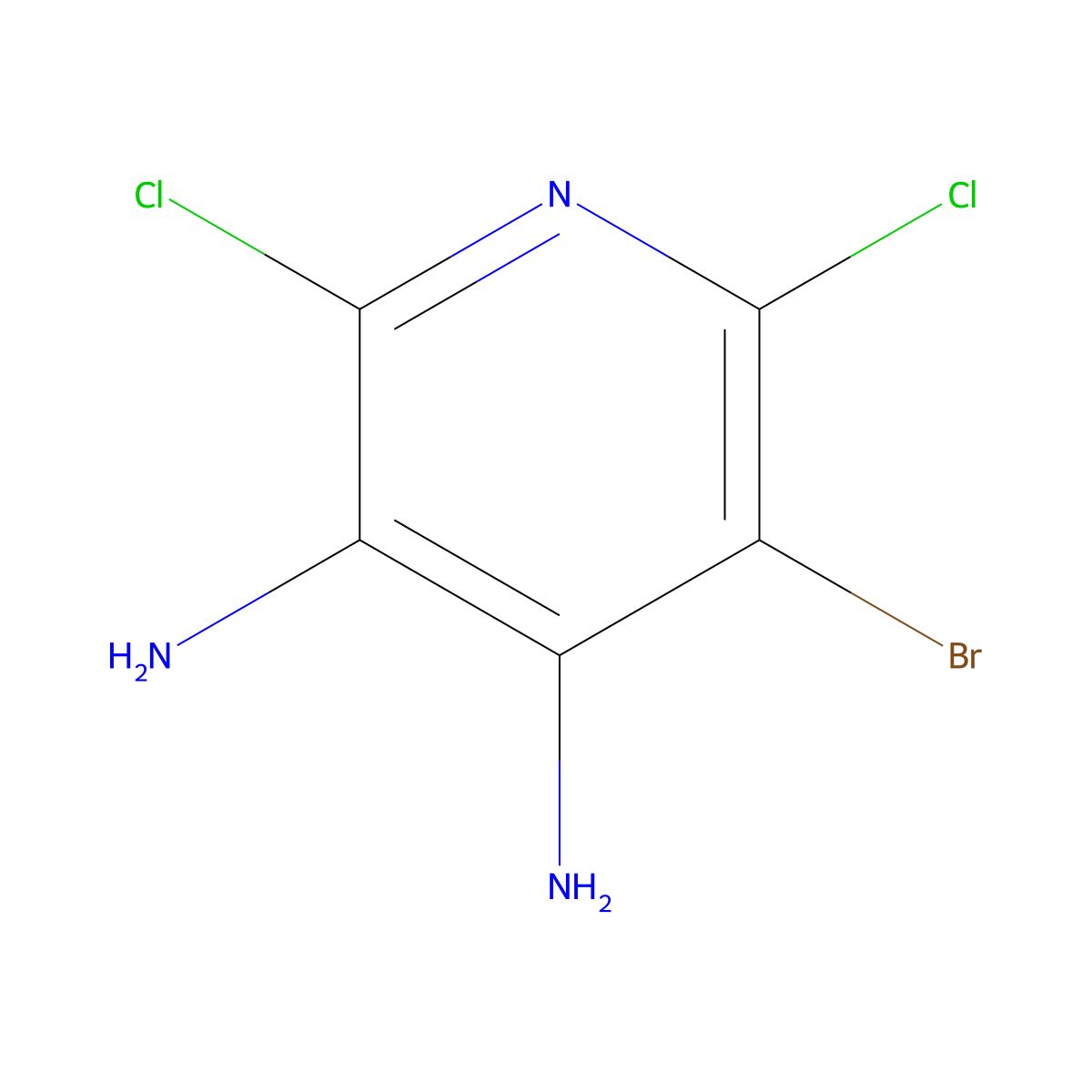 5-Bromo-2,6-dichloropyridine-3,4-diamine molecular structure, CAS 1388817-12-6