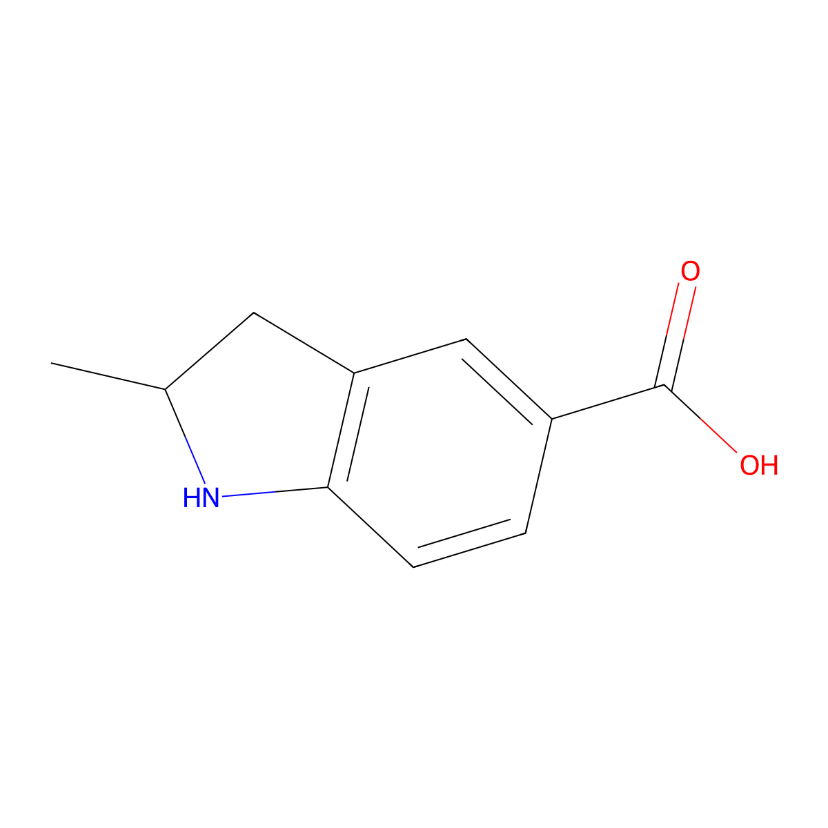 (2R)-2-methyl-2,3-dihydro-1H-indole-5-carboxylic acid molecular structure, CAS 1388821-85-9
