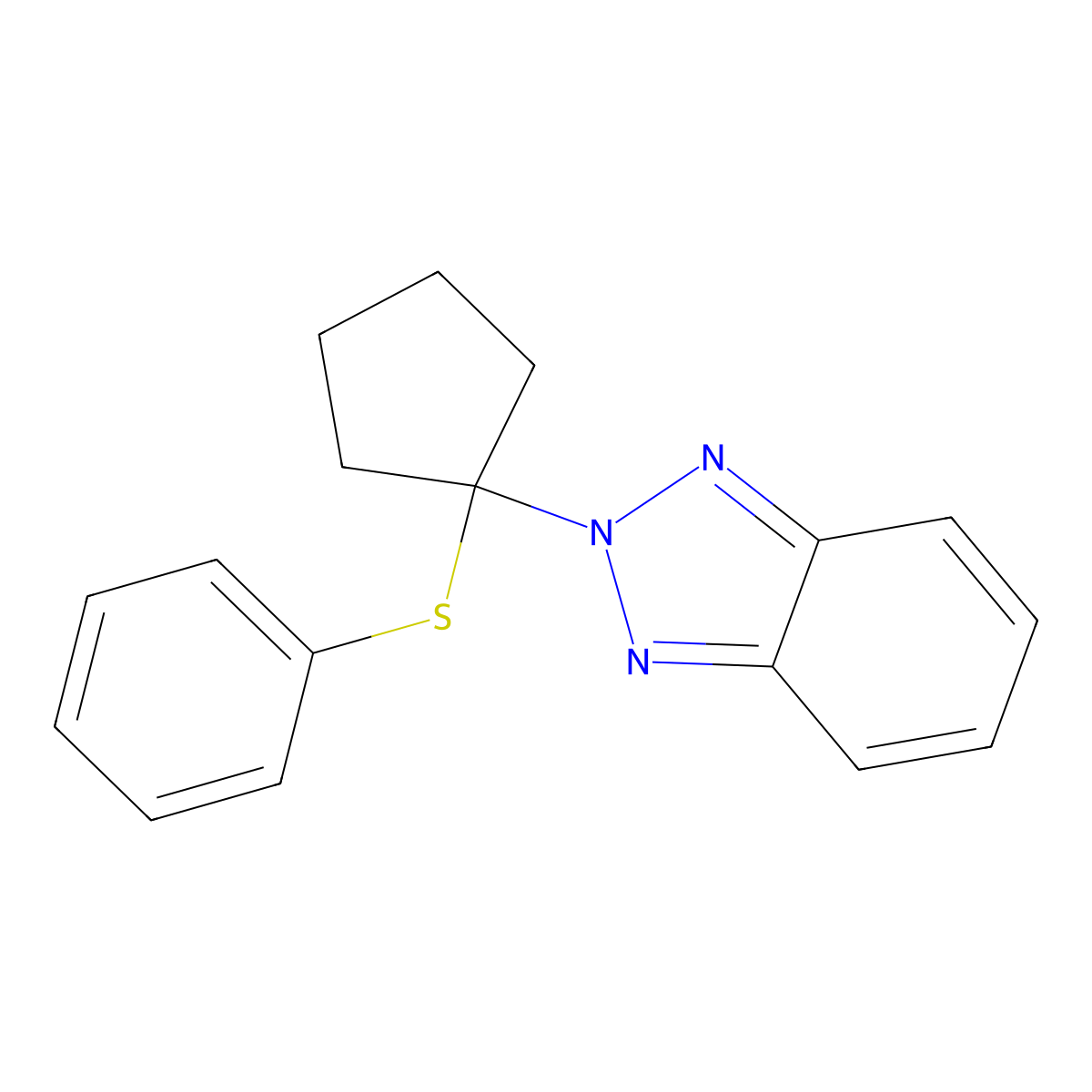 2-(1-Phenylsulfanylcyclopentyl)benzotriazole molecular structure, CAS 138883-66-6