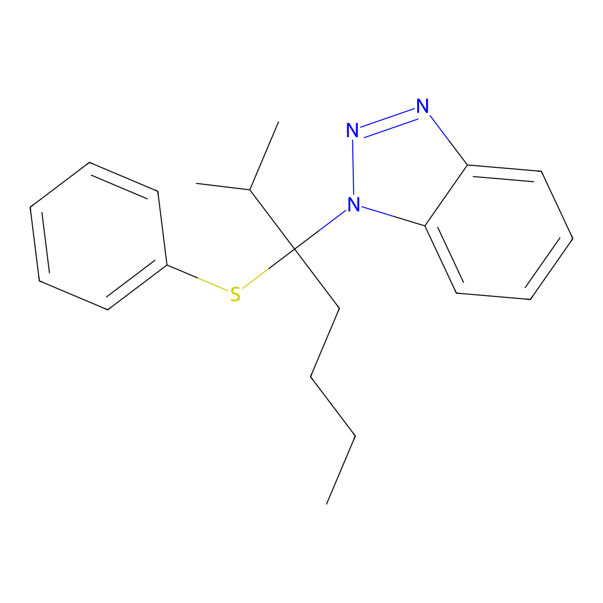 1-[2-Methyl-3-(phenylsulfanyl)heptan-3-yl]-1H-1,2,3-benzotriazole molecular structure, CAS 138883-83-7