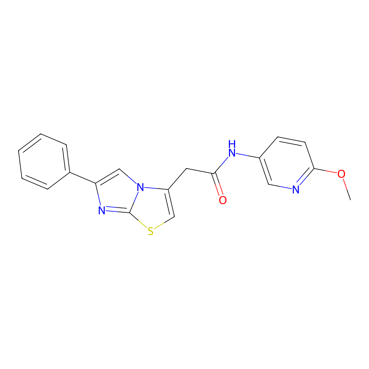 N-(6-methoxypyridin-3-yl)-2-(6-phenylimidazo[2,1-b][1,3]thiazol-3-yl)acetamide molecular structure, CAS 1388831-88-6