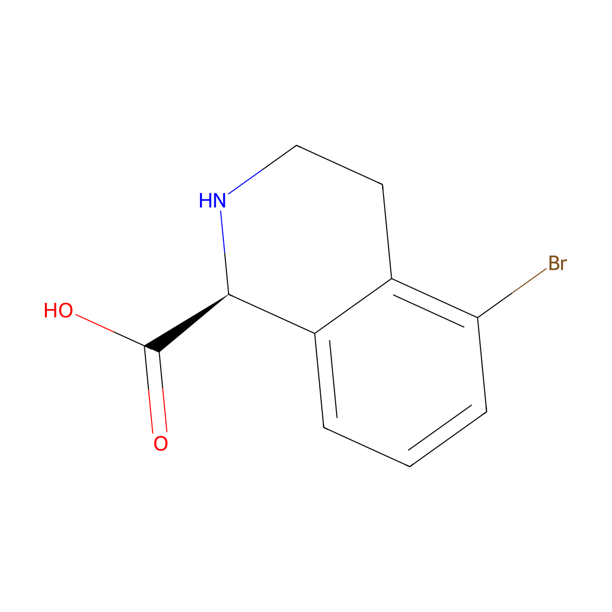(S)-5-Bromo-1,2,3,4-tetrahydroisoquinoline-1-carboxylic acid molecular structure, CAS 1388836-94-9