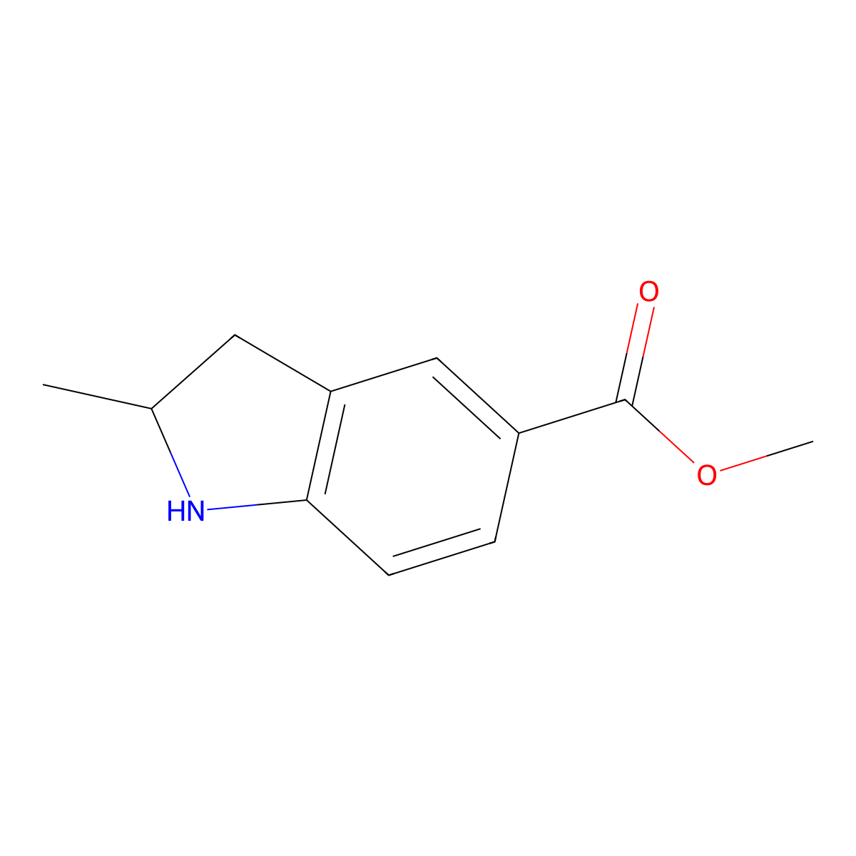 Methyl (2R)-2-methyl-2,3-dihydro-1H-indole-5-carboxylate molecular structure, CAS 1388853-95-9