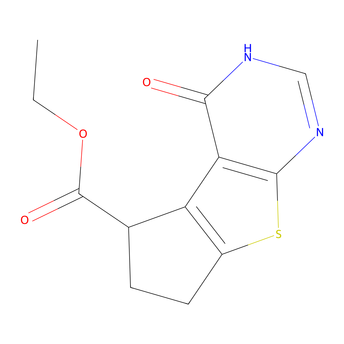 ethyl 4-hydroxy-6,7-dihydro-5H-cyclopenta[4,5]thieno[2,3-d]pyrimidine-5-carboxylate molecular structure, CAS 1388893-76-2