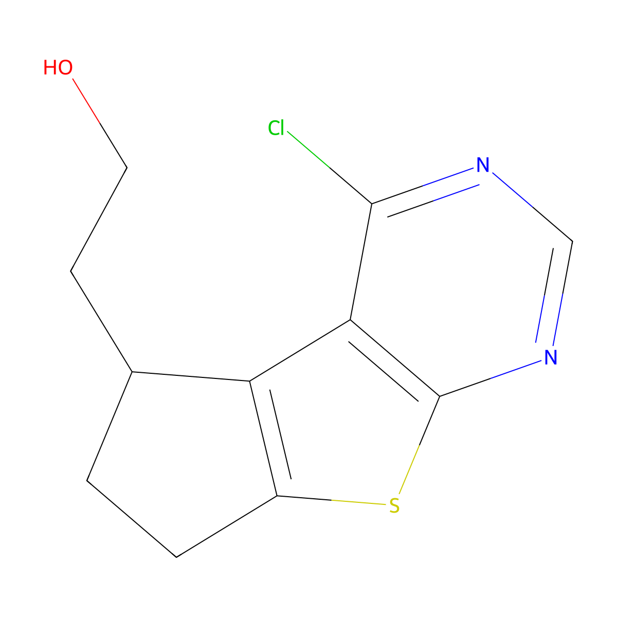 (S)-2-(4-Chloro-6,7-dihydro-5H-cyclopenta[4,5]thieno[2,3-D]pyrimidin-5-YL)ethanol molecular structure, CAS 1388893-94-4
