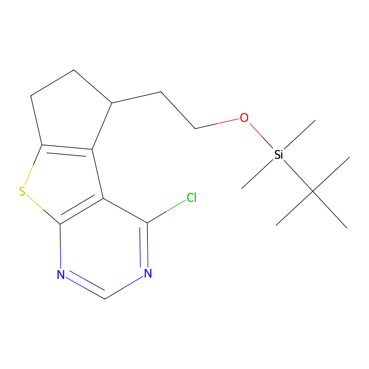(R)-5-(2-((Tert-butyldimethylsilyl)oxy)ethyl)-4-chloro-6,7-dihydro-5H-cyclopenta[4,5]thieno[2,3-D]pyrimidine molecular structure, CAS 1388894-05-0