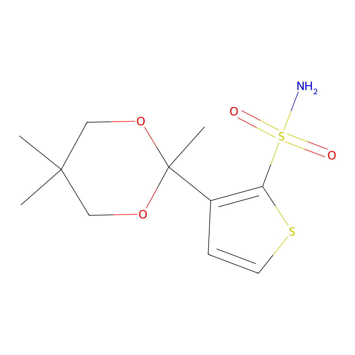 3-(2,5,5-Trimethyl-1,3-dioxan-2-yl)thiophene-2-sulfonamide molecular structure, CAS 138890-87-6
