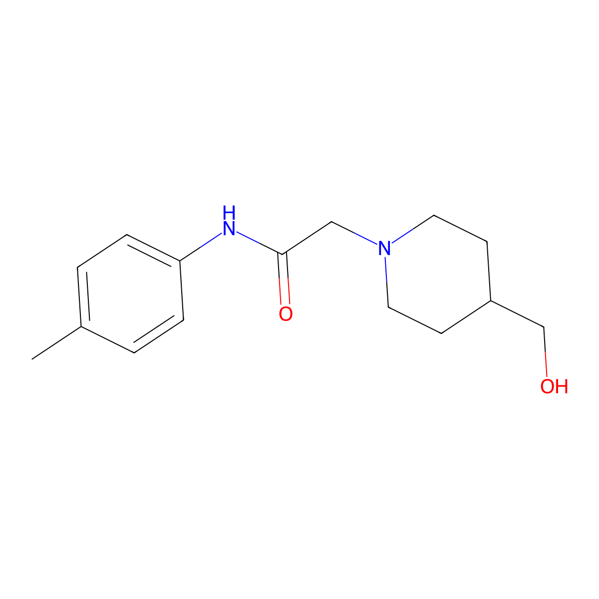 2-[4-(hydroxymethyl)piperidin-1-yl]-N-(4-methylphenyl)acetamide molecular structure, CAS 1388973-87-2
