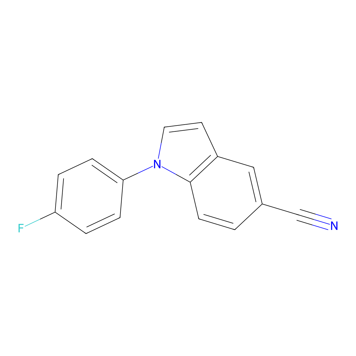 1-(4-fluorophenyl)-5-cyano-1H-indole molecular structure, CAS 138900-18-2