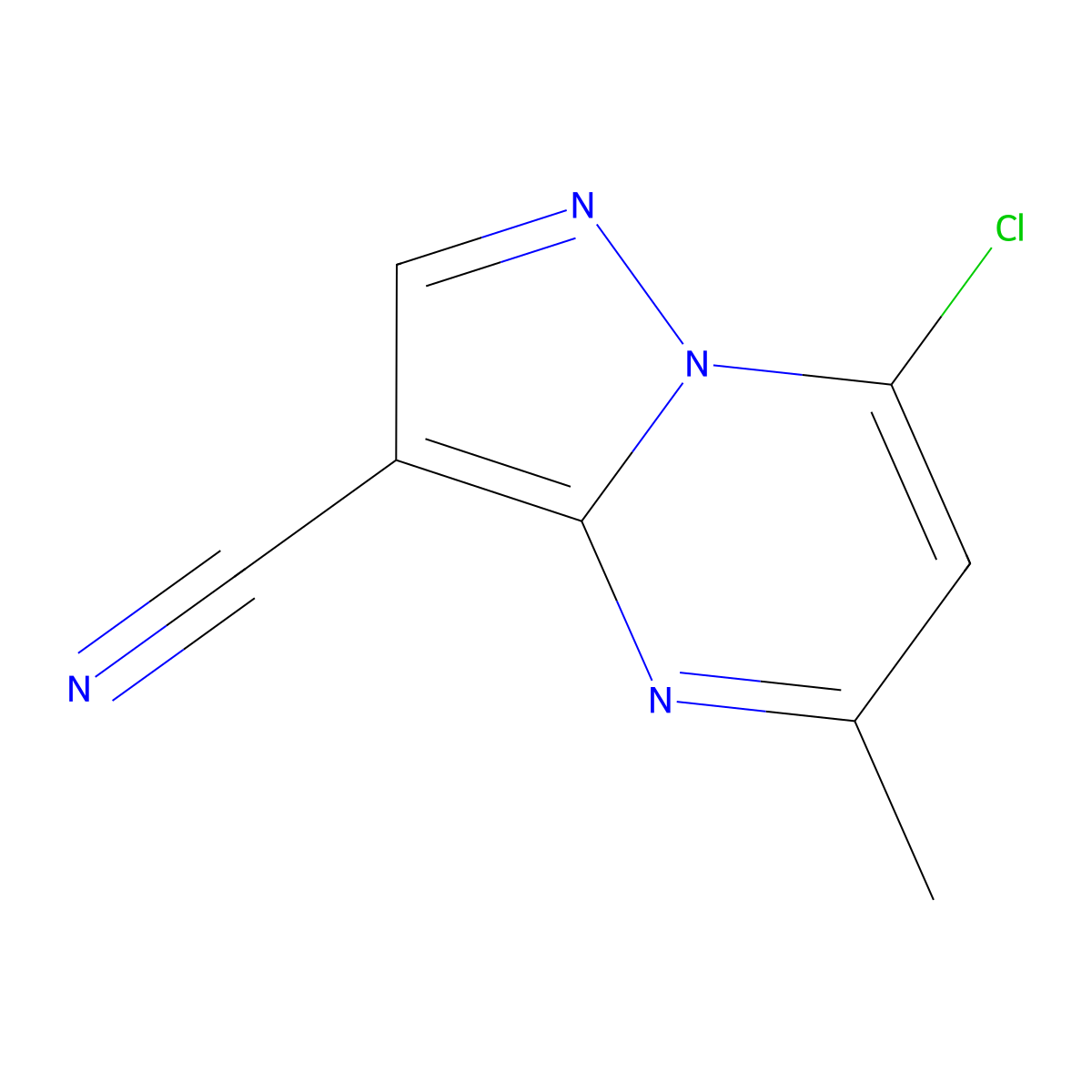 7-Chloro-5-methylpyrazolo[1,5-a]pyrimidine-3-carbonitrile molecular structure, CAS 138904-34-4