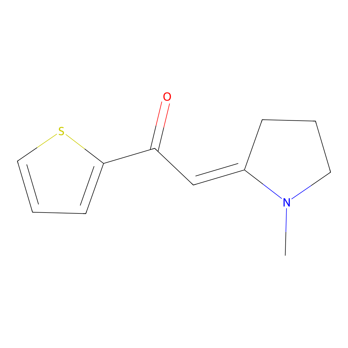 Ethanone, 2-(1-methyl-2-pyrrolidinylidene)-1-(2-thienyl)-, (E)- molecular structure, CAS 138905-12-1