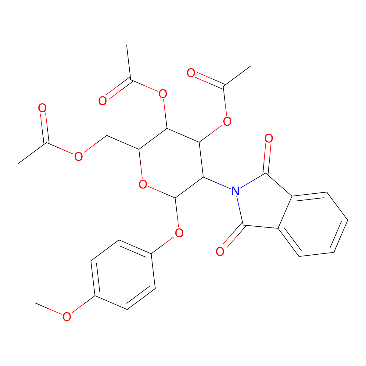 4-Methoxyphenyl 3,4,6-tri-O-acetyl-2-deoxy-2-(1,3-dioxo-1,3-dihydro-2H-isoindol-2-yl)-beta-D-glucopyranoside molecular structure, CAS 138906-41-9