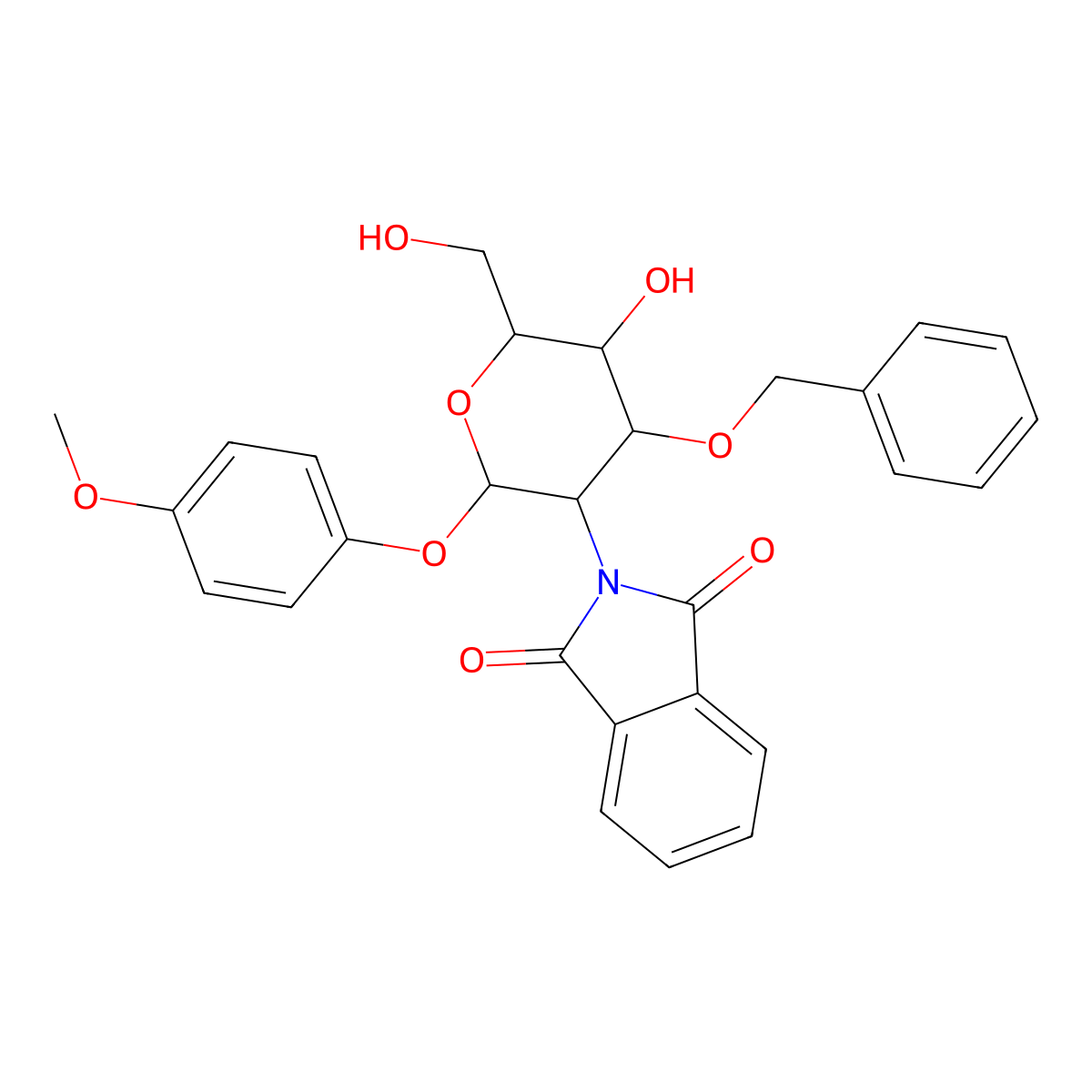 4-Methoxyphenyl 3-O-Benzyl-2-deoxy-2-phthalimido-beta-D-glucopyranoside molecular structure, CAS 138906-44-2