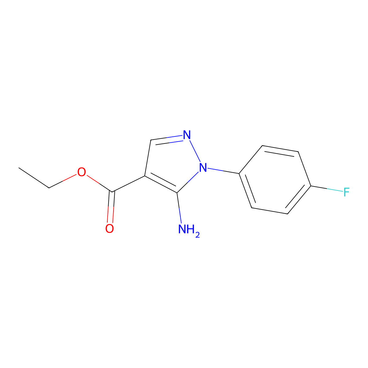 ethyl 5-amino-1-(4-fluorophenyl)-1H-pyrazole-4-carboxylate molecular structure, CAS 138907-68-3