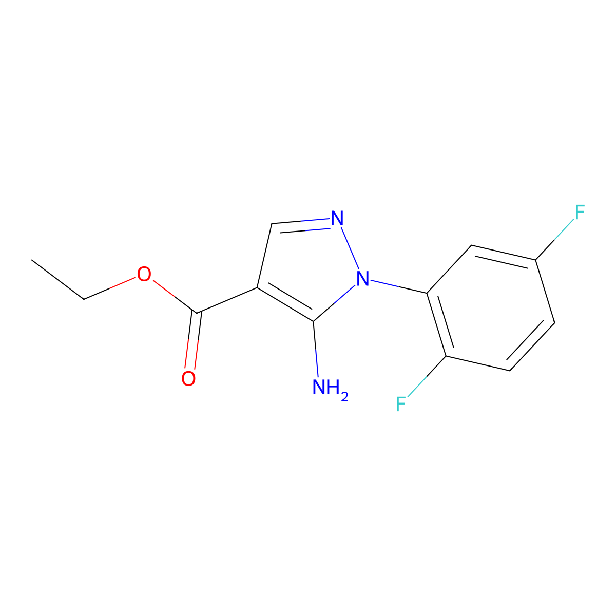 Ethyl 5-amino-1-(2,5-difluorophenyl)pyrazole-4-carboxylate molecular structure, CAS 138907-69-4