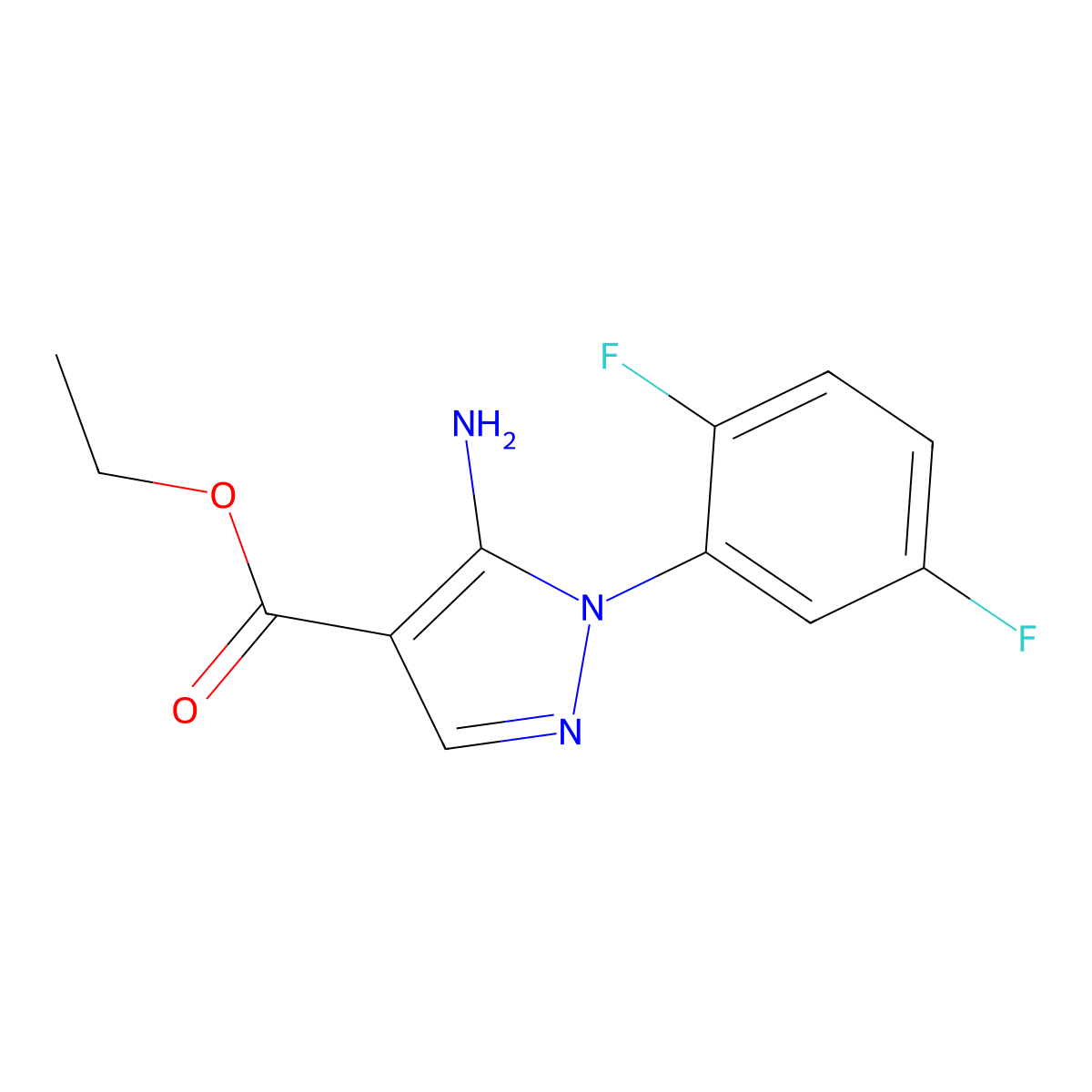 Ethyl 5-amino-1-(2,5-difluorophenyl)pyrazole-4-carboxylate molecular structure, CAS 138907-69-4
