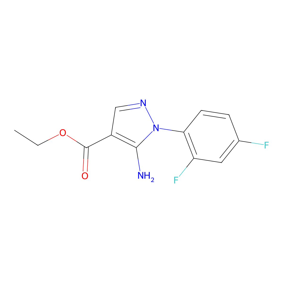 ethyl 5-amino-1-(2,4-difluorophenyl)-1H-pyrazole-4-carboxylate molecular structure, CAS 138907-72-9