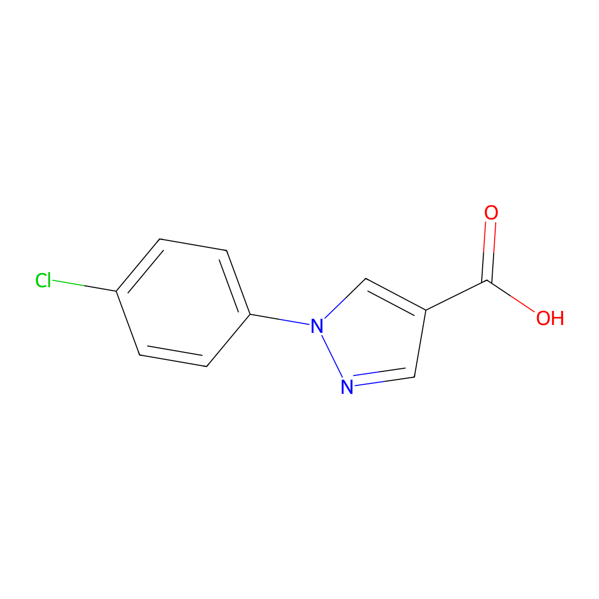 1-(4-chlorophenyl)-1H-pyrazole-4-carboxylic acid molecular structure, CAS 138907-80-9