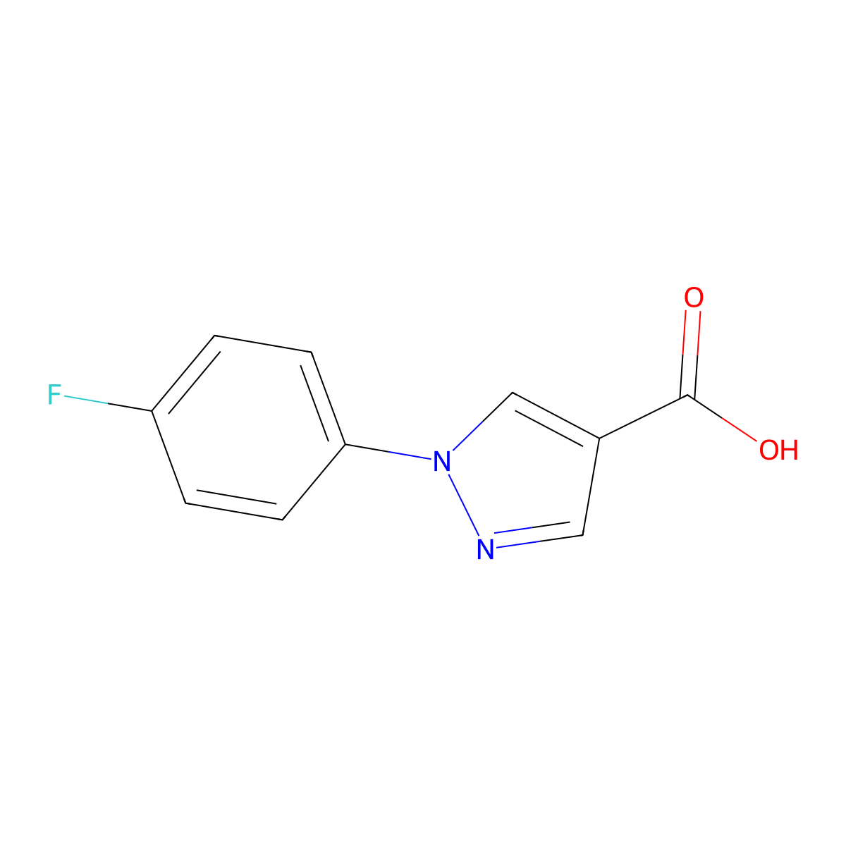 1-(4-fluorophenyl)-1H-pyrazole-4-carboxylic acid molecular structure, CAS 138907-81-0