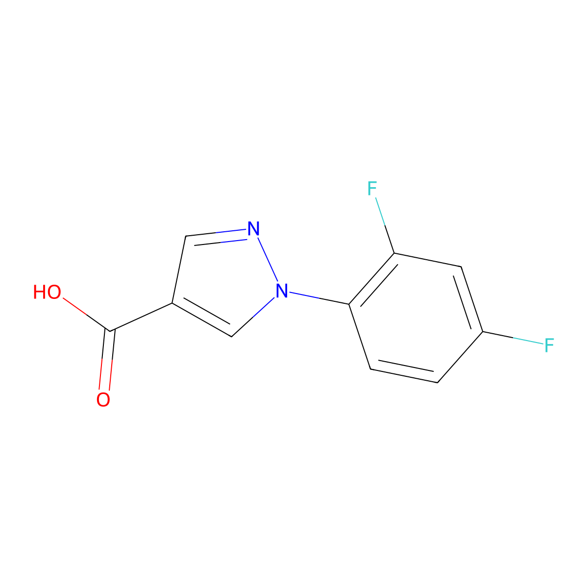 1-(2,4-difluorophenyl)-1H-pyrazole-4-carboxylic acid molecular structure, CAS 138907-84-3