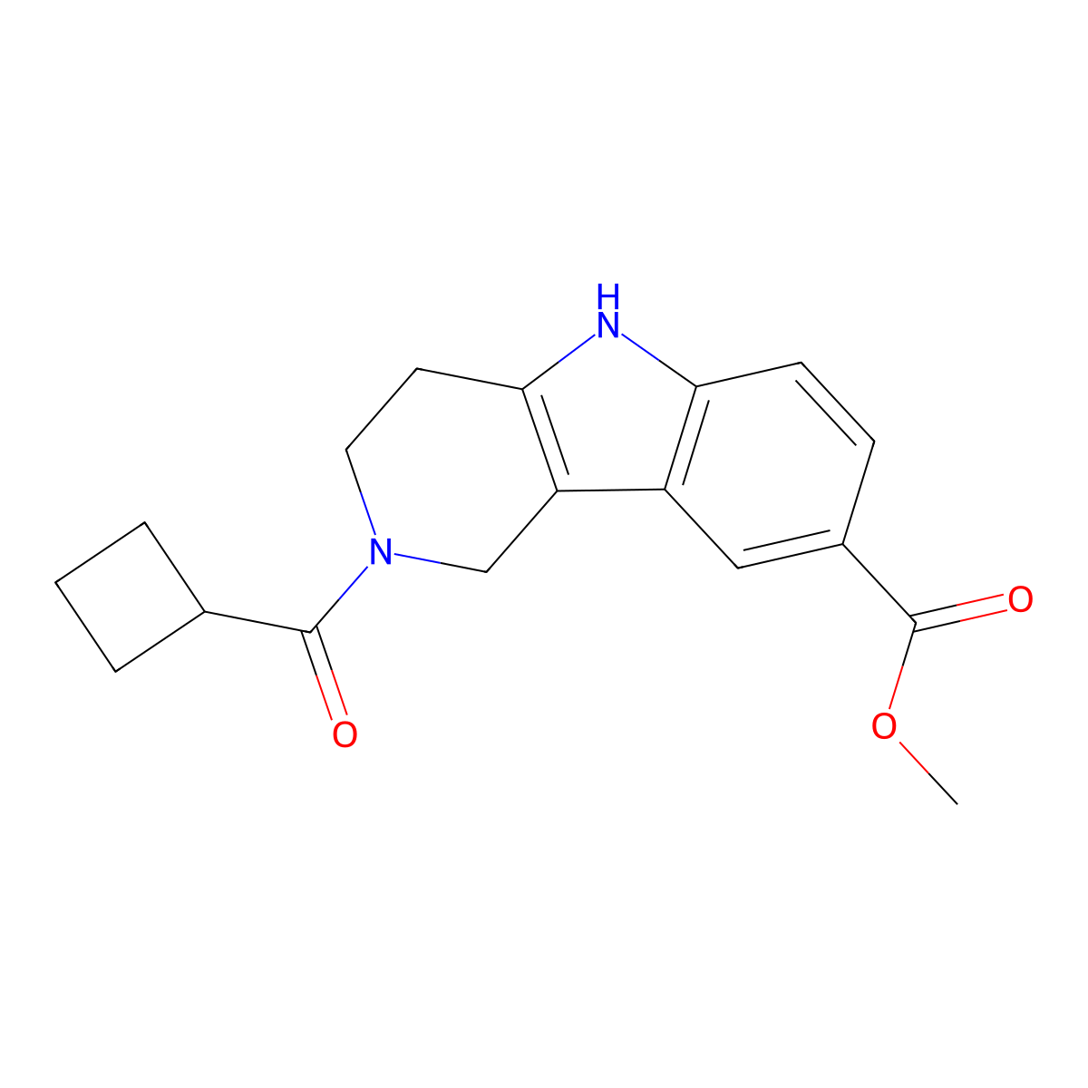Methyl 2-(cyclobutylcarbonyl)-2,3,4,5-tetrahydro-1H-pyrido[4,3-b]indole-8-carboxylate molecular structure, CAS 1389134-94-4