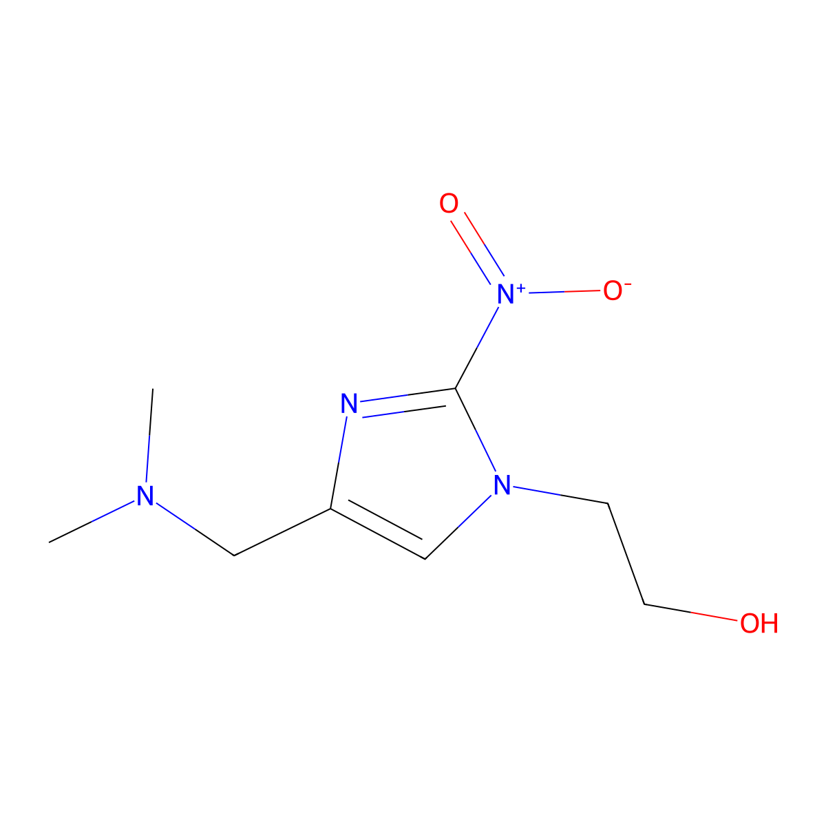 2-{4-[(dimethylamino)methyl]-2-nitro-1H-imidazol-1-yl}ethan-1-ol molecular structure, CAS 138914-60-0