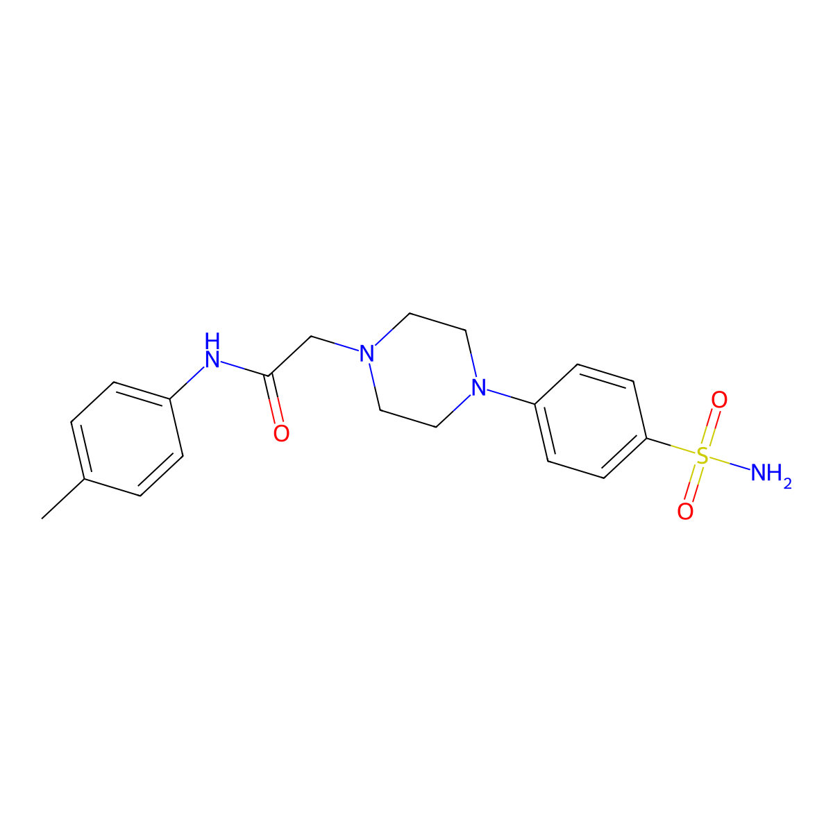 N-(4-methylphenyl)-2-[4-(4-sulfamoylphenyl)piperazin-1-yl]acetamide molecular structure, CAS 1389174-48-4