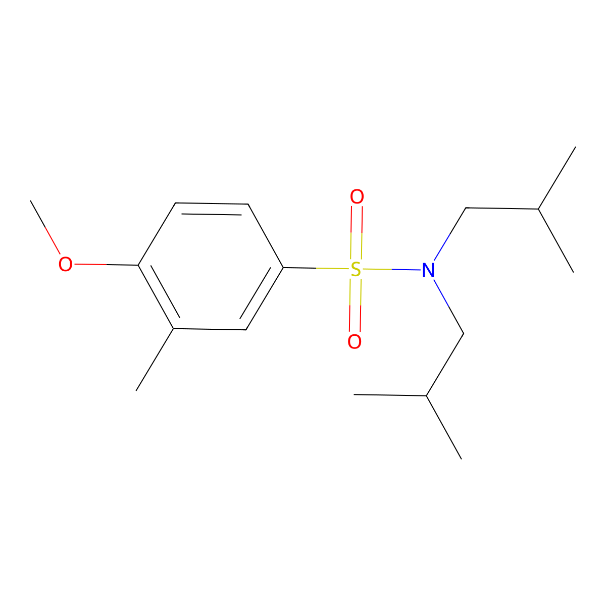 4-methoxy-3-methyl-N,N-bis(2-methylpropyl)benzene-1-sulfonamide molecular structure, CAS 1389186-31-5