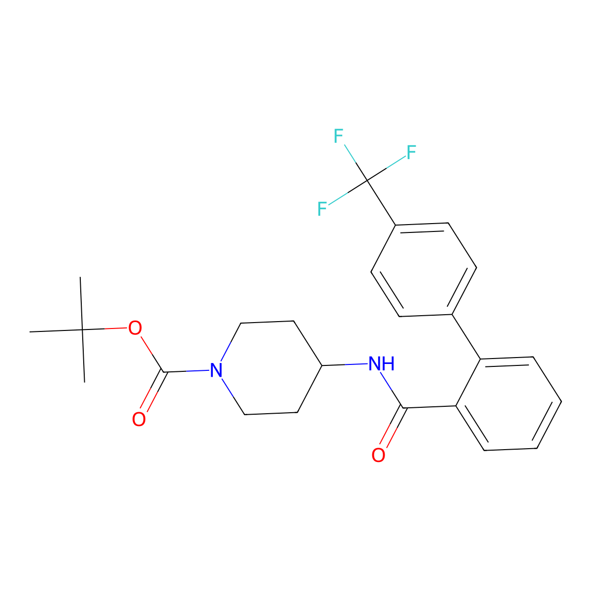 tert-Butyl 4-(4'-(trifluoromethyl)biphenyl-2-ylcarboxamido)piperidine-1-carboxylate molecular structure, CAS 1389198-23-5