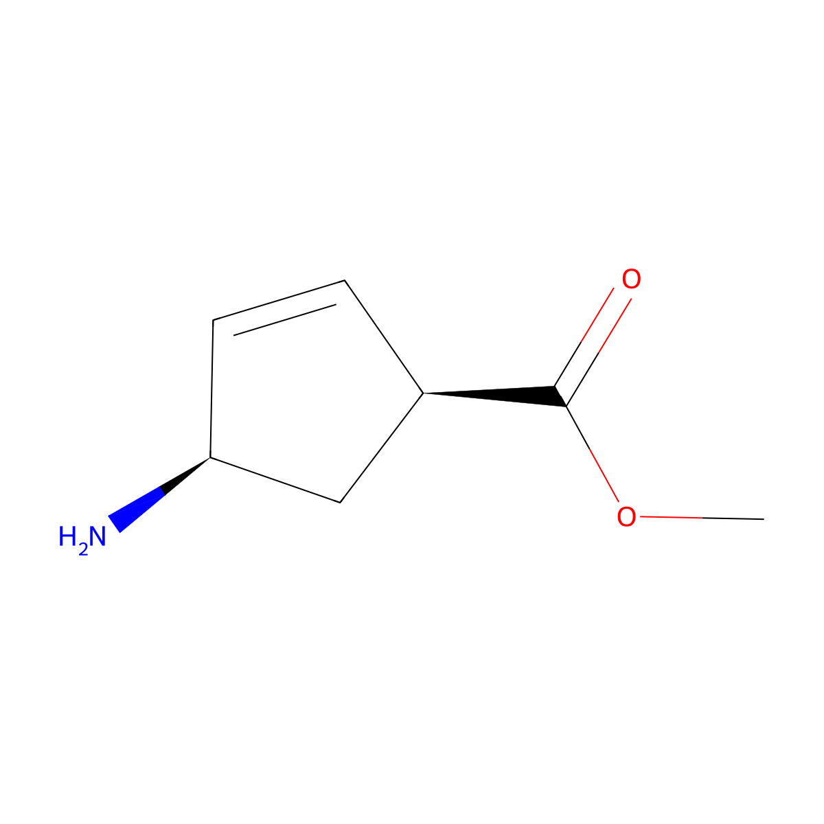 (1S,4R)-methyl 4-aminocyclopent-2-enecarboxylate molecular structure, CAS 138923-03-2
