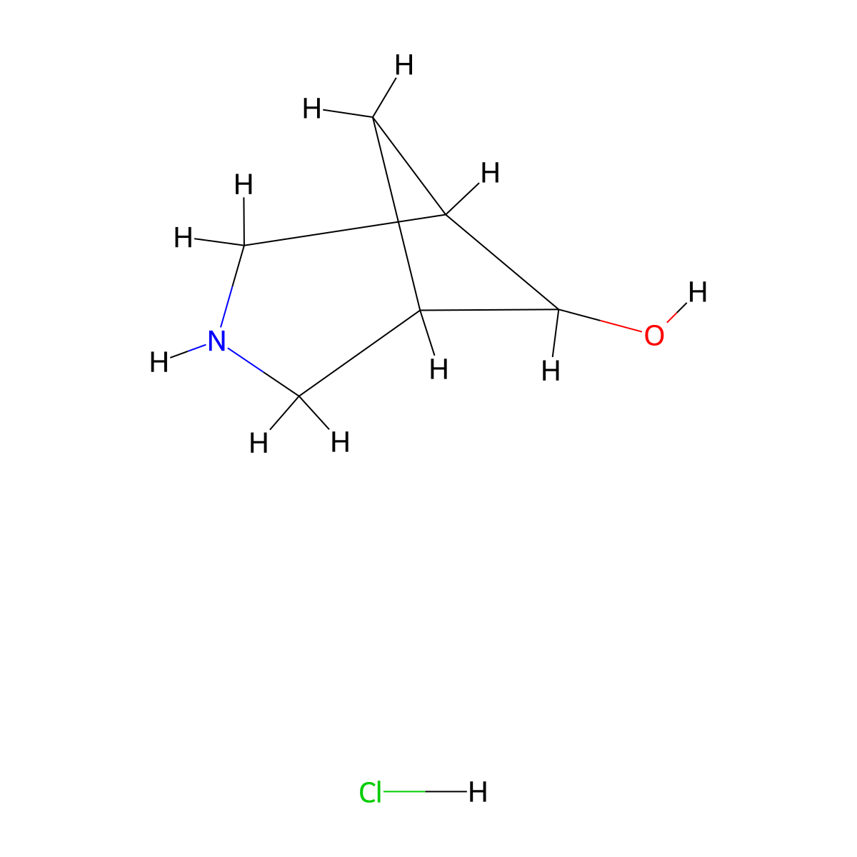 3-Azabicyclo(3.1.1)heptan-6-ol, hydrochloride (1:1) molecular structure, CAS 1389264-28-1